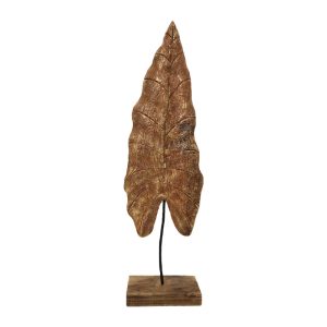 312 000007 3 Table decoration leaf Lopi Inart gold mango wood-iron 23x9x77.5cmSPRING OFFERS