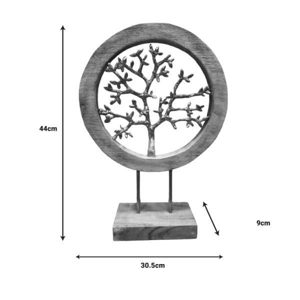 312 000009 2 2 Table decoration tree Krom Inart natural mango wood-aluminum iron 30.5x9x44cmSPRING OFFERS