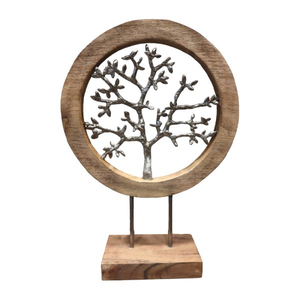 312 000009 3 Table decoration tree Krom Inart natural mango wood-aluminum iron 30.5x9x44cmSPRING OFFERS