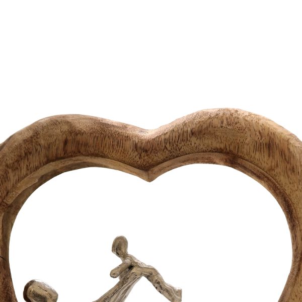 312 000017 2 2 Table decoration heart Loisir Inart natural mango wood-aluminum 28.5x9x30cmSPRING OFFERS