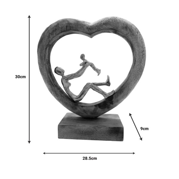 312 000017 4 2 Table decoration heart Loisir Inart natural mango wood-aluminum 28.5x9x30cmSPRING OFFERS
