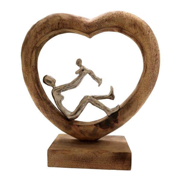 312 000017 5 Table decoration heart Loisir Inart natural mango wood-aluminum 28.5x9x30cmSPRING OFFERS
