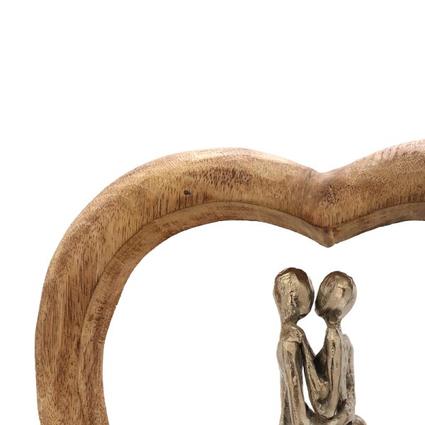 312 000018 2 2 Table decoration heart Vrame Inart natural mango wood-aluminum 32x9x35cmSPRING OFFERS