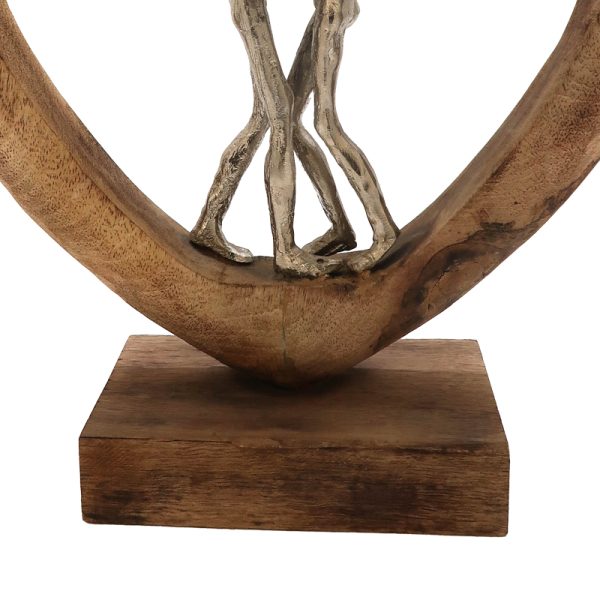312 000018 3 2 Table decoration heart Vrame Inart natural mango wood-aluminum 32x9x35cmSPRING OFFERS