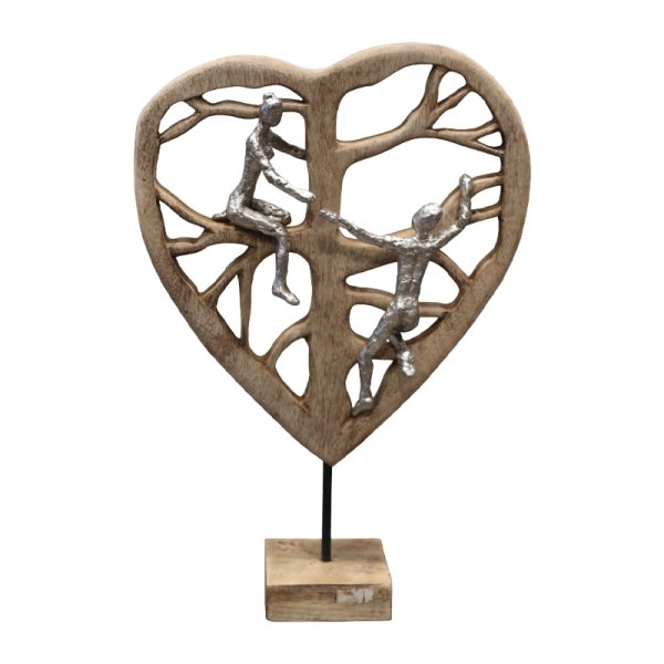312 000019 11 Table decoration heart Smarle Inart natural mango wood-aluminum 32x10x47.5cmDecoration > Decorations > Table