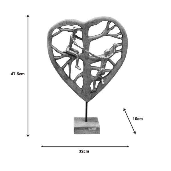 312 000019 2 10 Table decoration heart Smarle Inart natural mango wood-aluminum 32x10x47.5cmDecoration > Decorations > Table