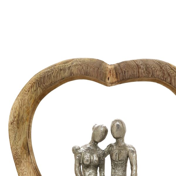 312 000020 2 2 Table decoration heart Edora Inart natural mango wood-aluminum 27x10x36cmDecoration > Decorations > Table