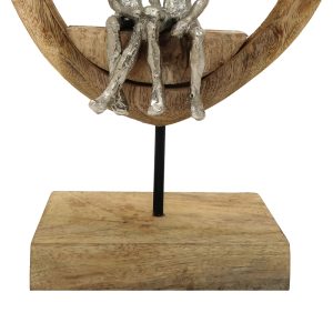 312 000020 3 2 Table decoration heart Edora Inart natural mango wood-aluminum 27x10x36cmDecoration > Decorations > Table