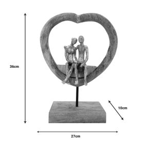 312 000020 4 2 Table decoration heart Edora Inart natural mango wood-aluminum 27x10x36cmDecoration > Decorations > Table