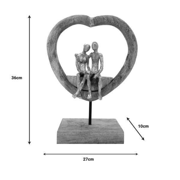 312 000020 4 2 Table decoration heart Edora Inart natural mango wood-aluminum 27x10x36cmDecoration > Decorations > Table