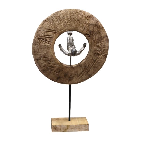 312 000027 3 Table decoration Manny Inart natural mango wood-aluminum 31x18x50cmSPRING OFFERS