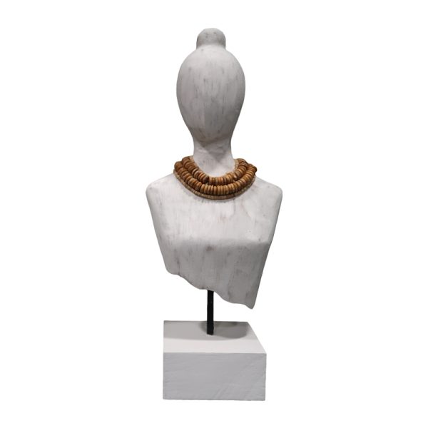 312 000044 3 Bust Kasma I Inart white mango wood-metal 18x12x43cmDecoration > Decorations