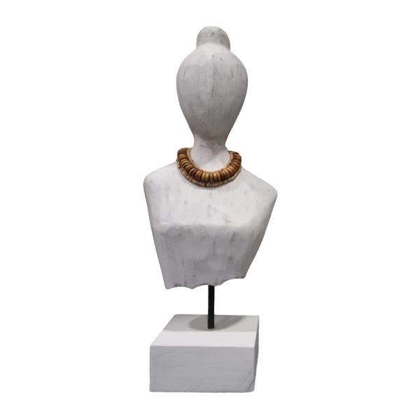 312 000045 2 Bust Kasma II Inart white mango wood-metal 18x12x43cmDecoration > Decorations