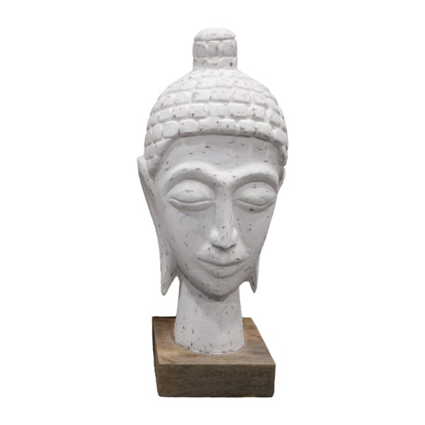312 000046 2 Head buddha bust Wevi Inart white mango wood 13x10x33cmSPRING OFFERS