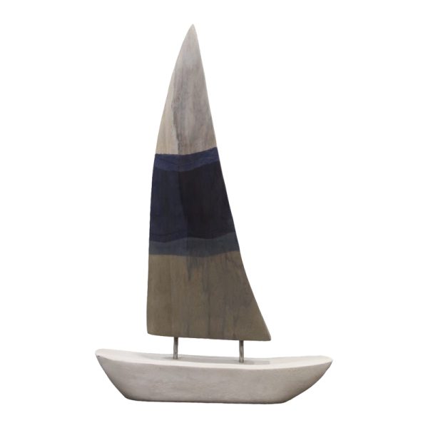 312 000048 8 Table decoration ship Elize Inart white-grey-blue mango wood-iron 30.5x5x48.5cmSPRING OFFERS