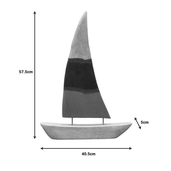 312 000049 2 3 Table decoration ship Elize Inart white-grey-blue mango wood-iron 40.5x5x57.5cmDecoration > Decorations > Table