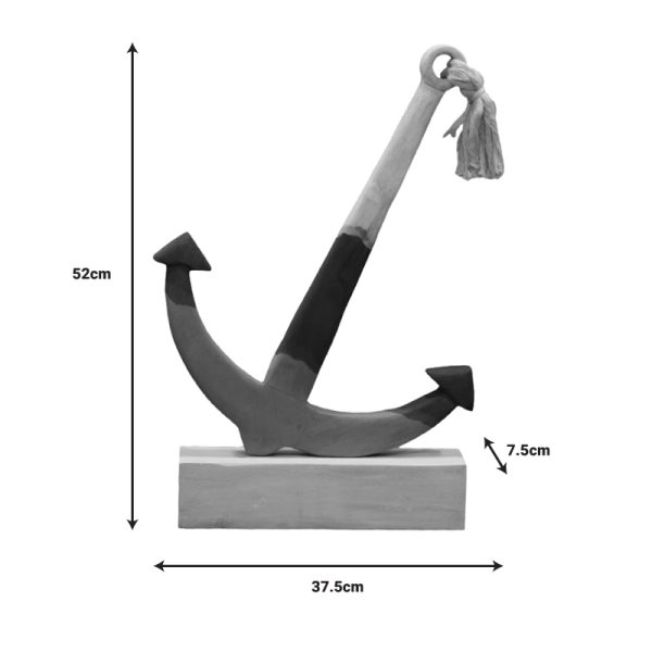 312 000050 2 5 Table decoration marine anchor Elize Inart white-grey-blue mango wood 37.5x7.5x52cmDecoration > Decorations > Table