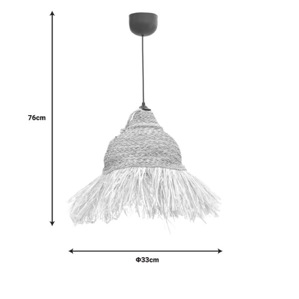 313 000026 2 3 Boher Inart seagrass ceiling lamp in natural shade Φ33x76cmBOHO CHIC > Luminaries