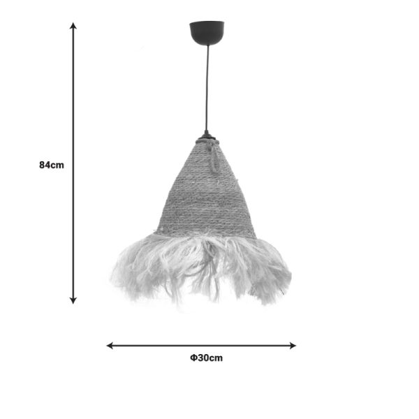 313 000028 2 4 GeGeole Inart jute ceiling lamp in natural shade Φ30x84cmBOHO CHIC > Luminaries