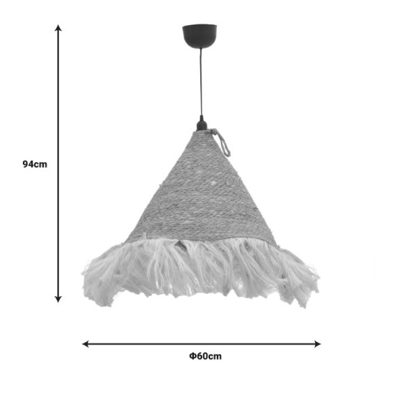 313 000029 2 4 Geole Inart jute ceiling lamp in natural shade Φ60x94cmBOHO CHIC > Luminaries