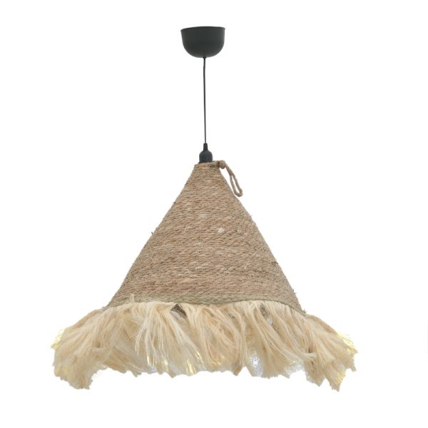 313 000029 5 Geole Inart jute ceiling lamp in natural shade Φ60x94cmBOHO CHIC > Luminaries