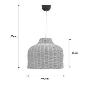 313 000034 2 6 Ziquel Inart rattan ceiling lamp in natural shade Φ42x89cmBOHO CHIC > Luminaries