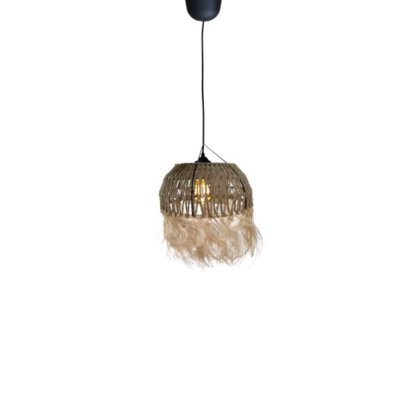 313 000037 3 Bowler Inart natural wicker ceiling light D31x69cmBOHO CHIC > Luminaries