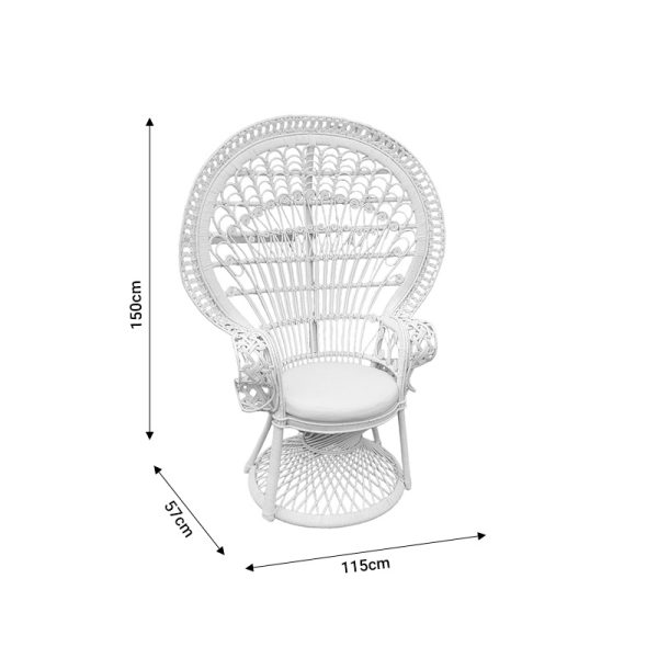 314 000001 3 2 Armchair Dorothy Inart with white cushion-white rattan 115x57x150cmBOHO CHIC > Chairs and Armchairs