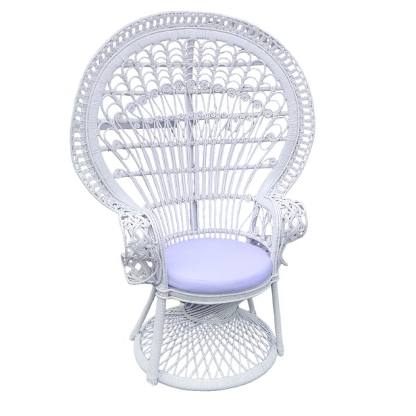 314 000001 4 Armchair Dorothy Inart with white cushion-white rattan 115x57x150cmBOHO CHIC > Chairs and Armchairs