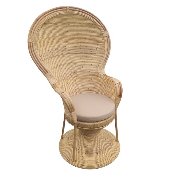 314 000003 5 Armchair Rea Inart with beige cushion-natural rattan 85x85x141cmBOHO CHIC > Chairs and Armchairs