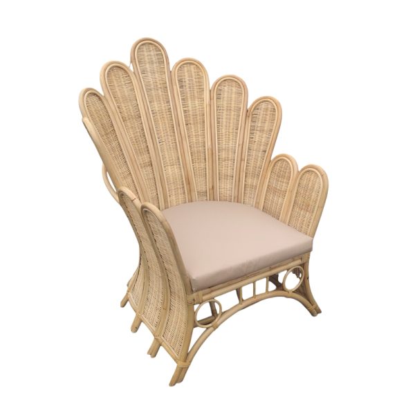 314 000004 7 Armchair Fragia Inart with beige cushion-natural rattan 103x90x120cmBOHO CHIC > Chairs and Armchairs