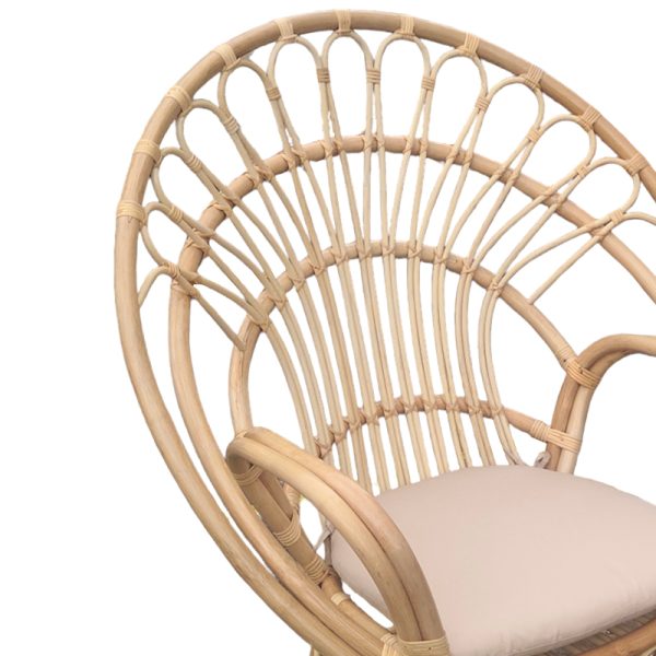314 000006 2 3 Armchair Boloni Inart with beige cushion-natural rattan 100x67x120cmBOHO CHIC > Chairs and Armchairs