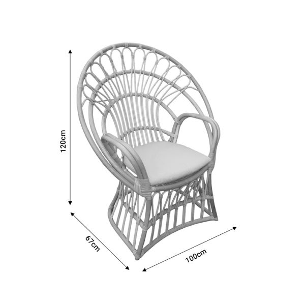 314 000006 4 3 Armchair Boloni Inart with beige cushion-natural rattan 100x67x120cmBOHO CHIC > Chairs and Armchairs