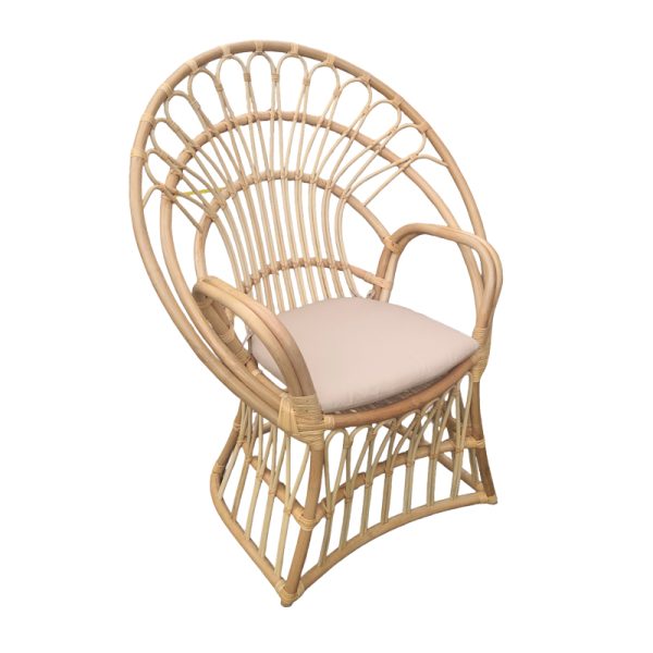 314 000006 6 Armchair Boloni Inart with beige cushion-natural rattan 100x67x120cmBOHO CHIC > Chairs and Armchairs
