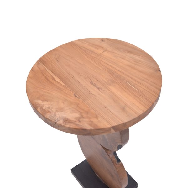 315 000011 3 6 Tiky Inart side table natural-black solid teak wood D42x46cmBOHO CHIC > Coffee Tables