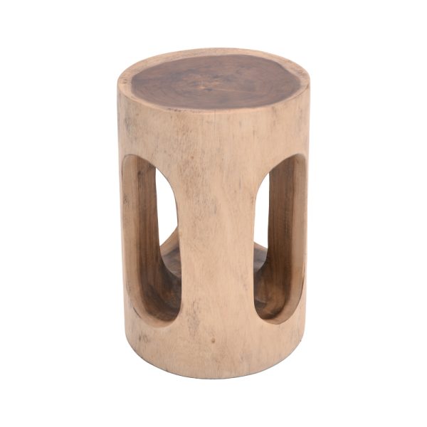 315 000012 4 Ramont Inart natural solid suar wood stool 30x30x45cmBOHO CHIC > Stools