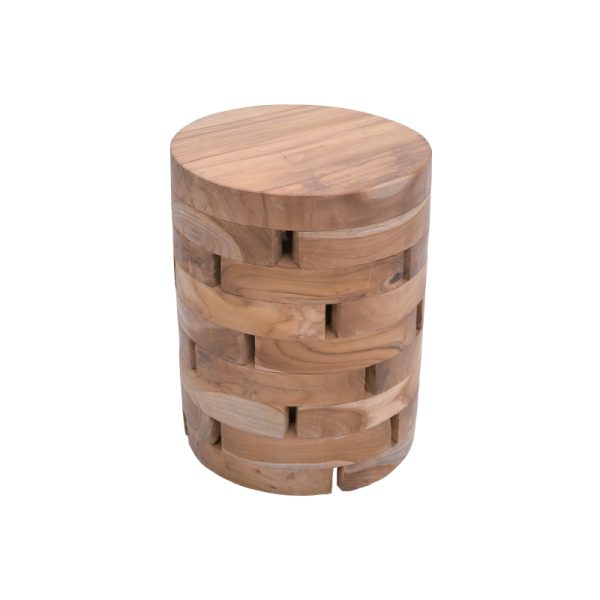 315 000017 3 Shard Inart stool natural solid teak wood D35x45cmBOHO CHIC > Stools