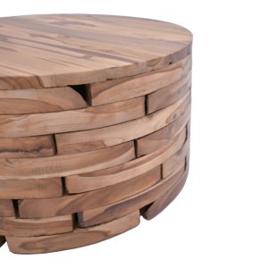 315 000019 2 2 Living room table Wozy Inart natural teak wood Φ90x45cmBOHO CHIC > Coffee Tables