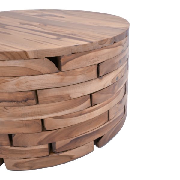315 000019 2 2 Living room table Wozy Inart natural teak wood Φ90x45cmBOHO CHIC > Coffee Tables