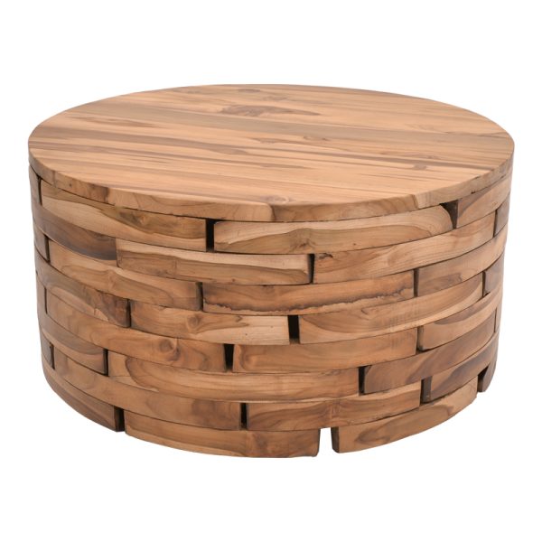 315 000019 3 Living room table Wozy Inart natural teak wood Φ90x45cmBOHO CHIC > Coffee Tables