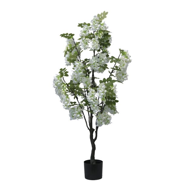 316 000025 9 Decorative plant Bean flowers in a pot Inart white pp H125cmDecoration > Artificial plants