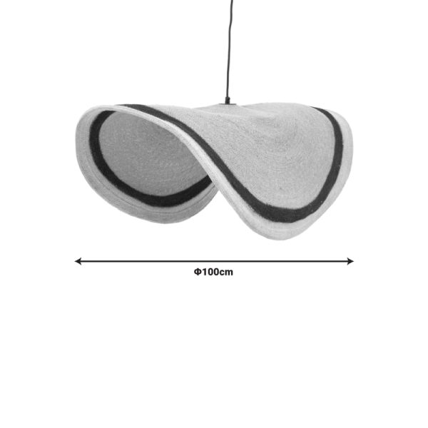 317 000002 4 4 Ceiling light Hatchie Inart natural-black-white seagrass-iron D100x133cmBOHO CHIC > Luminaries