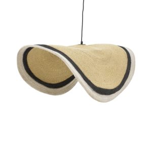 317 000002 7 Ceiling light Hatchie Inart natural-black-white seagrass-iron D100x133cmBOHO CHIC > Luminaries