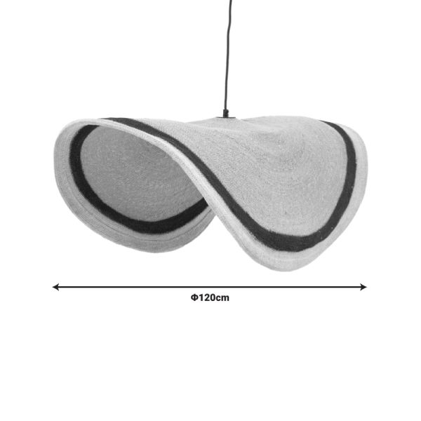 317 000003 3 2 Ceiling light Hatchie Inart natural-black-white seagrass-iron D120x144cmBOHO CHIC > Luminaries