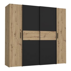 318 000003 5 Wardrobe Bekerk pakoworld black-oak melamine 200x61.5x190.5cmIndoor furniture > Wardrobes