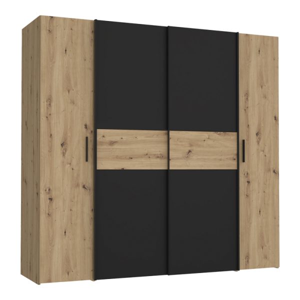 318 000003 5 Wardrobe Bekerk pakoworld black-oak melamine 200x61.5x190.5cmIndoor furniture > Wardrobes