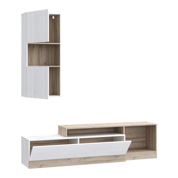 318 000012 3 3 Living room complex Halmi pakoworld white-oak μελαμίνης 180x39x190cmIndoor furniture > Living room sets