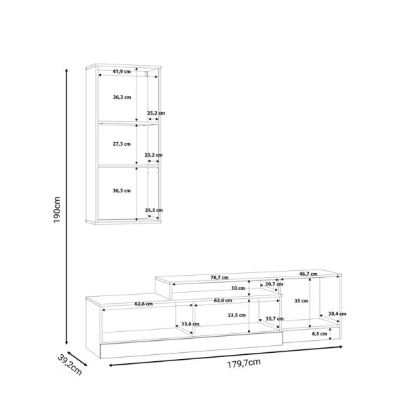318 000012 4 3 Living room complex Halmi pakoworld white-oak μελαμίνης 180x39x190cmIndoor furniture > Living room sets
