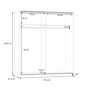 318 000019 2 5 Wardrobe Noez pakoworld 2 doors with shelves sonoma melamine 170.5x61x190.5cmIndoor furniture > Wardrobes