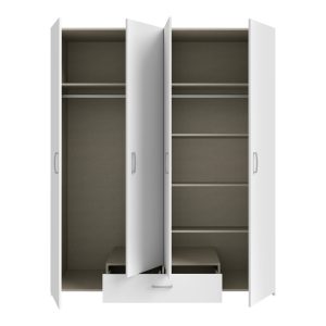 318 000033 2 3 Openable four-leaf wardrobe Generiale pakoworld melamine white with 3 grey shelves 159x54.5x190.5cmIndoor furniture > Wardrobes